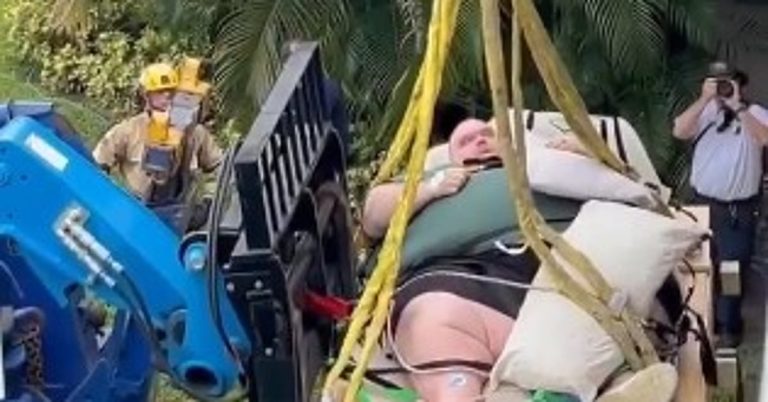 Florida Man Rescued by Crane Due to Obesity Challenges