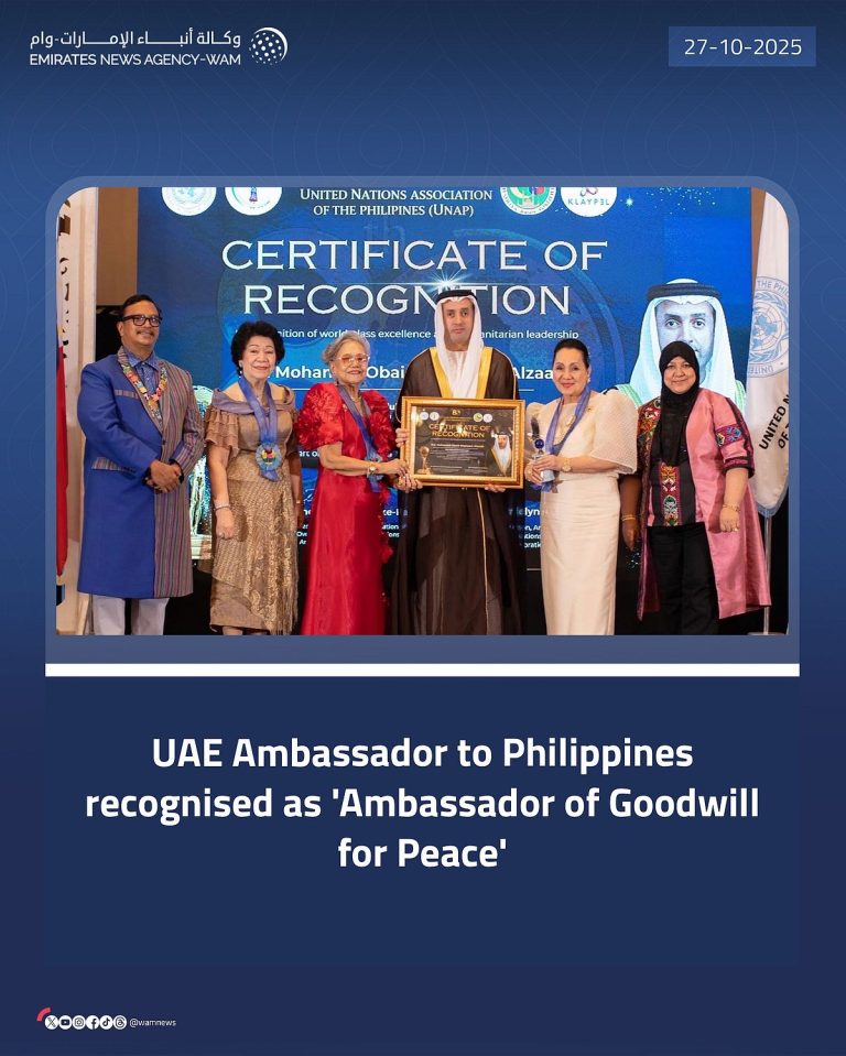 UAE Ambassador Receives Goodwill Award for Peace Efforts