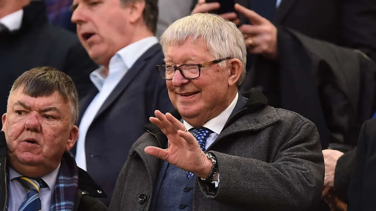 Former Manchester United manager Alex Ferguson at Old Trafford before hospitalization.