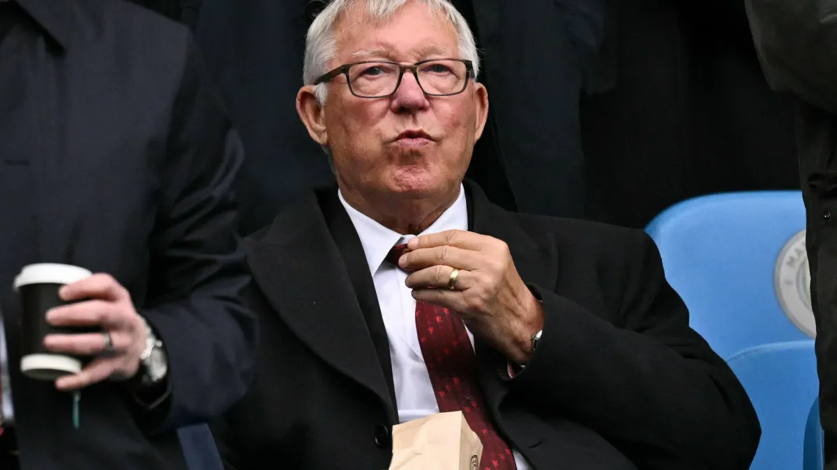 Alex Ferguson at Old Trafford before being hospitalized.