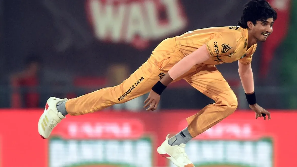 Babar Azam celebrating Peshawar Zalmi's victory in the PSL final.