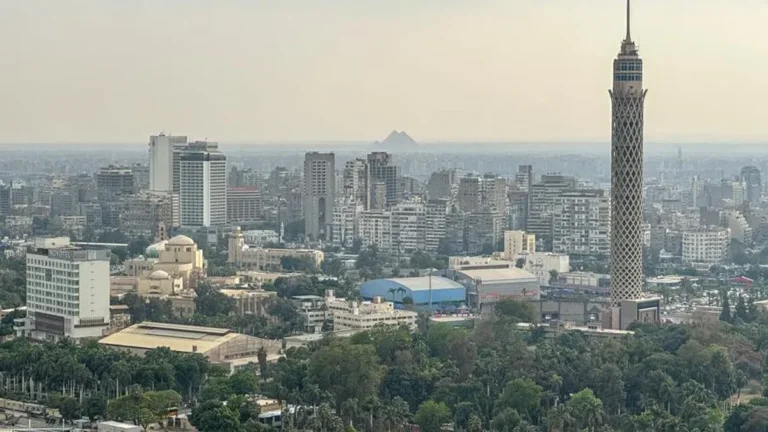 Cairo skyline featuring the Cairo Tower and the Nile River.