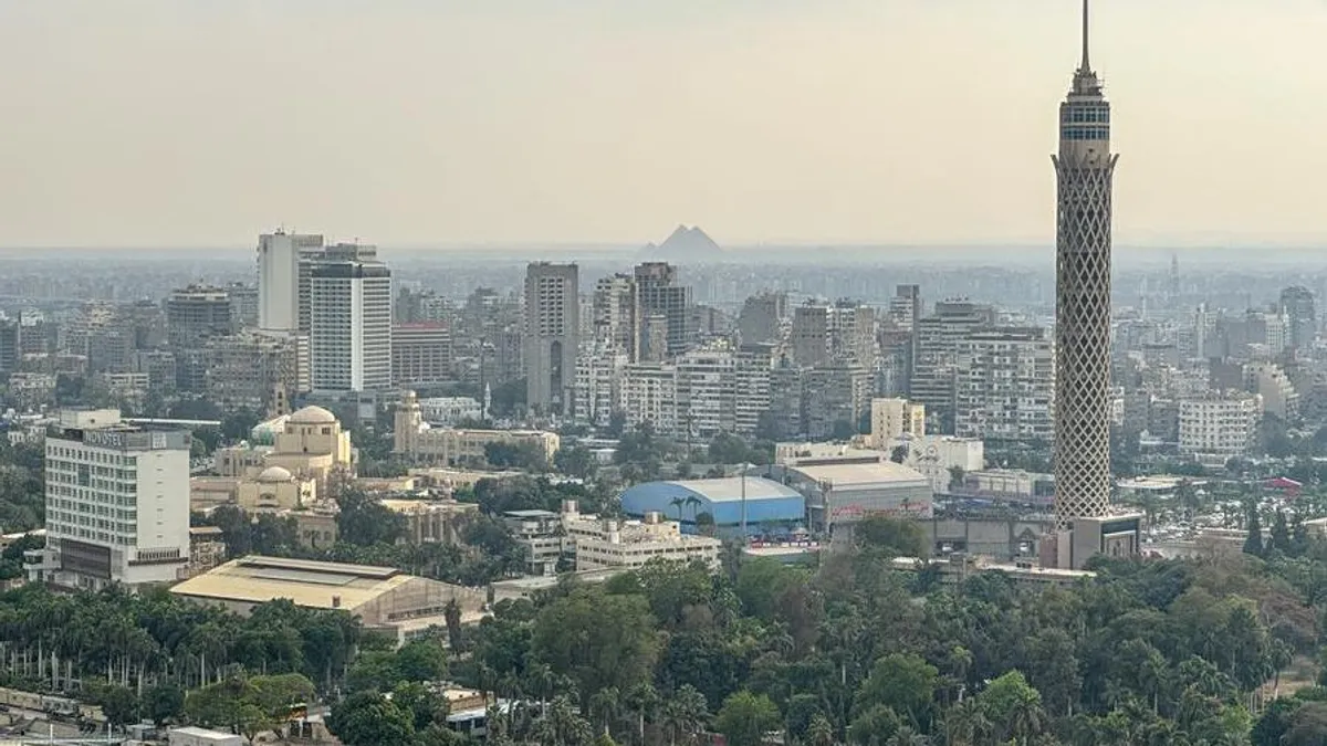 Cairo skyline featuring the Cairo Tower and the Nile River.