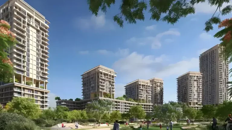 Architectural rendering of Boulevard Living 2 in Dubai's Jebel Ali area.