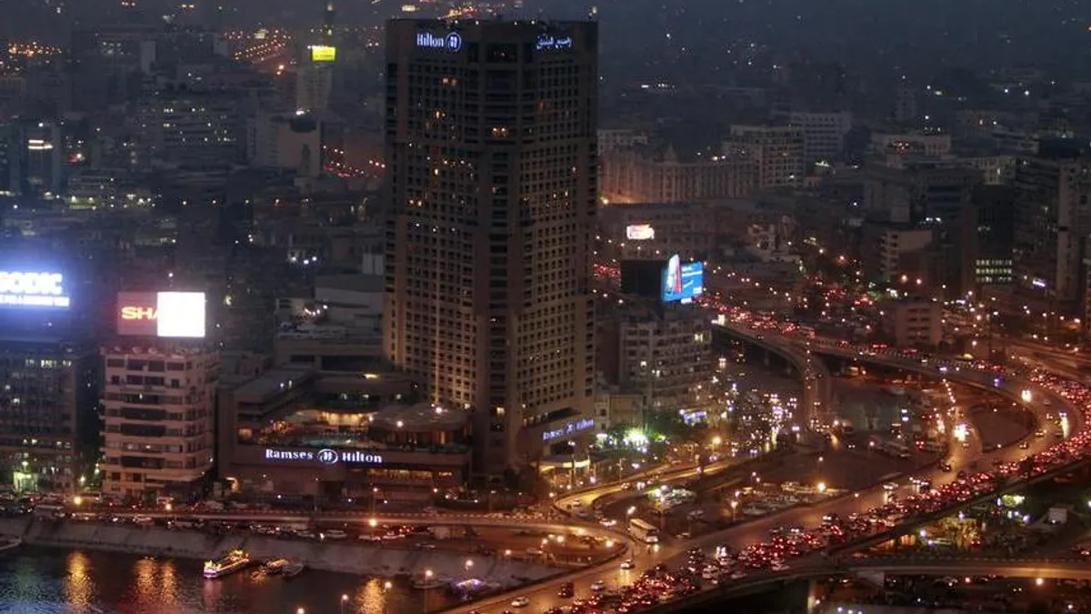 Cairo skyline view from Cairo Tower, highlighting urban development.
