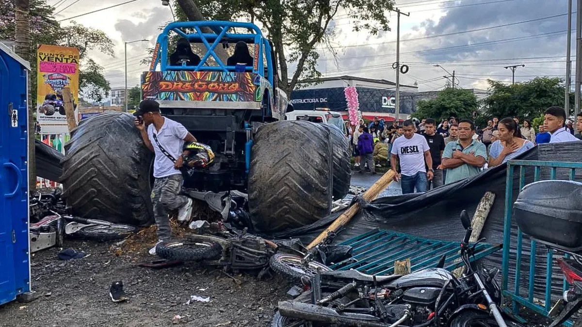 Emergency responders attending to victims at a car show in Colombia.