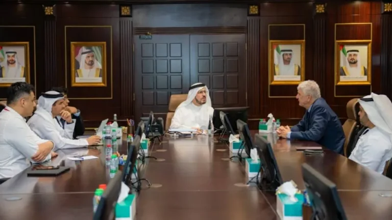 Meeting between Dubai Electricity and Water Authority and Rothschild executives discussing global expansion.