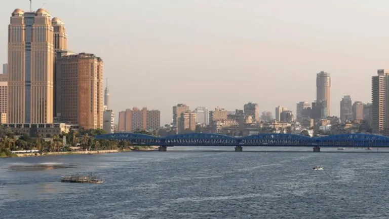 View of buildings by the Nile River in Cairo, Egypt.