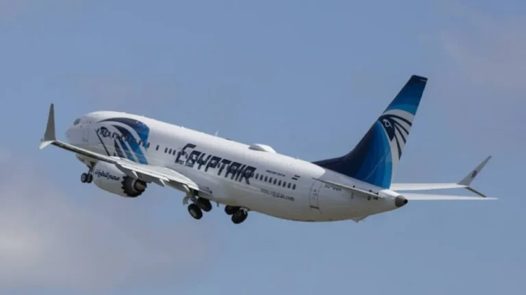 EgyptAir's first Boeing 737 MAX 8 aircraft at the delivery ceremony.