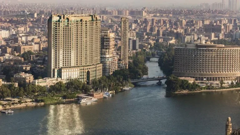 Aerial view of Cairo showcasing the cityscape and modern buildings.