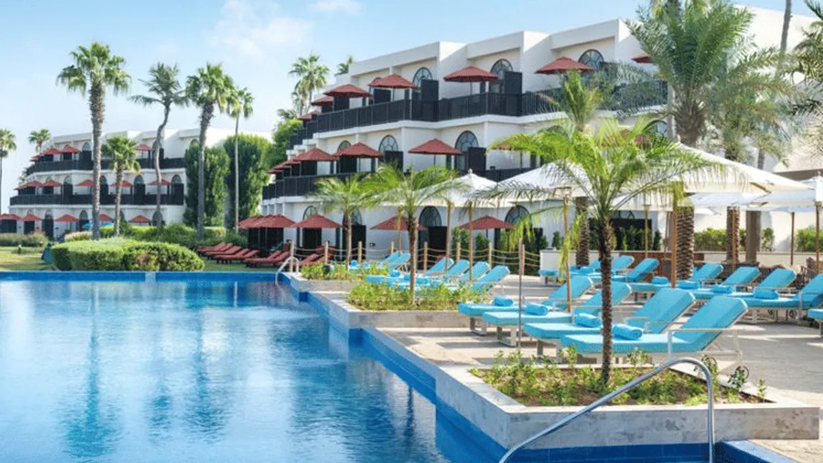 Luxurious hotel poolside view during Eid Al Adha celebrations in UAE.