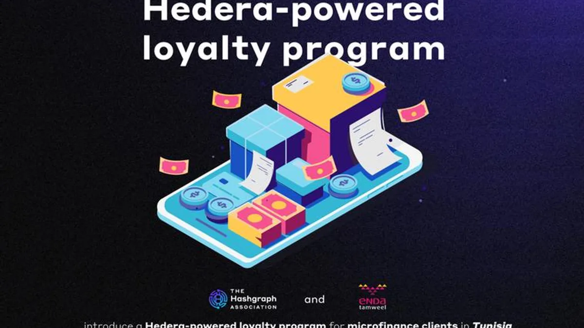 Enda Tamweel and Hashgraph Association representatives announcing the new loyalty program.