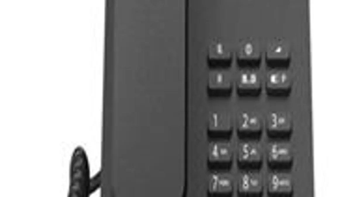 Gigaset DESK 400 analog telephone in black color with a wired handset.