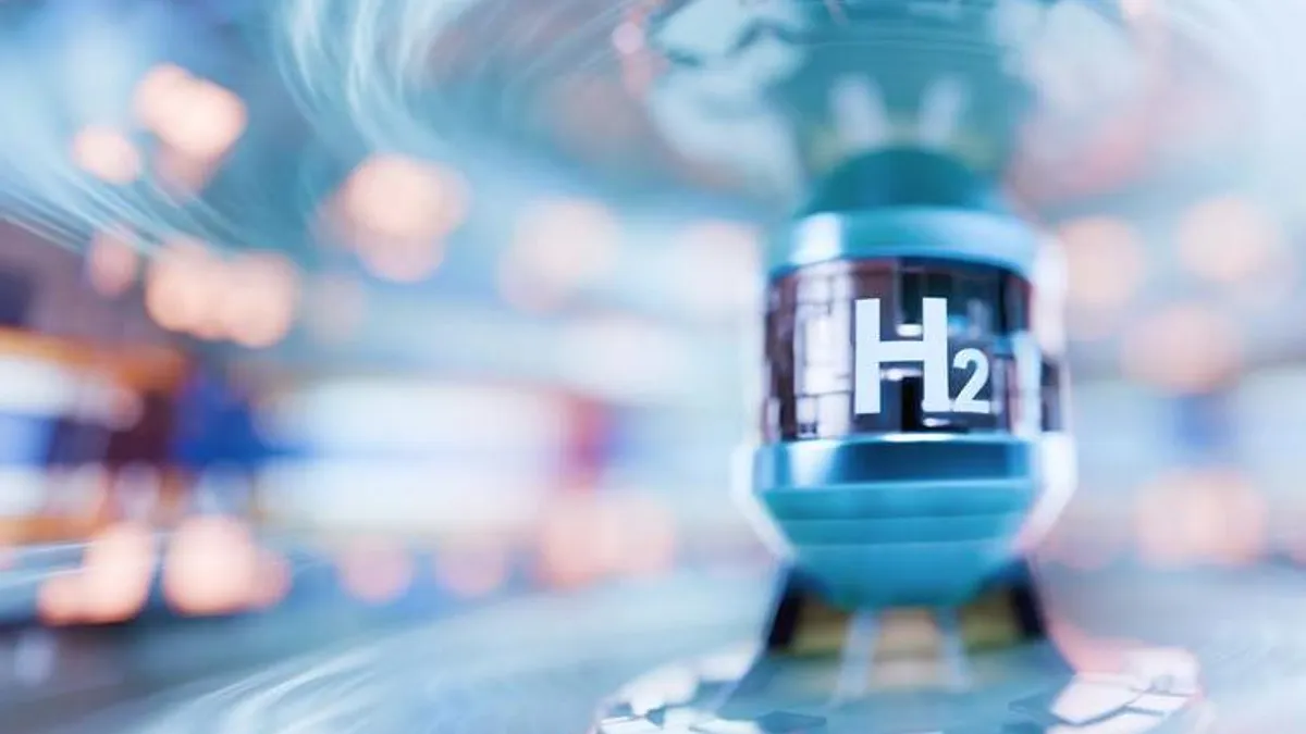Hydrogen production facility with carbon capture technology in operation.