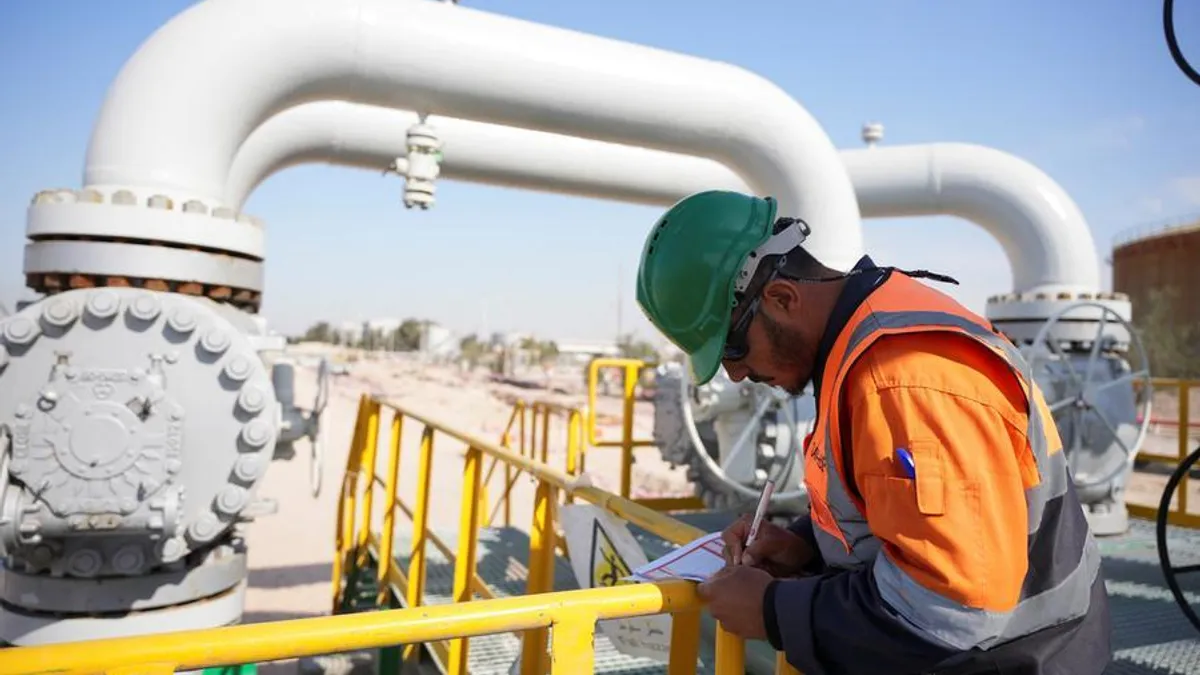 Map highlighting the route of the Kirkuk-Nineveh crude oil pipeline in Iraq.