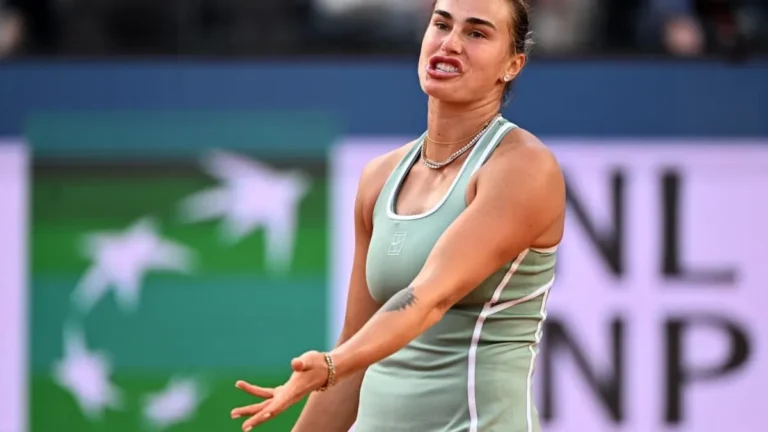 Aryna Sabalenka during her match at the Italian Open.
