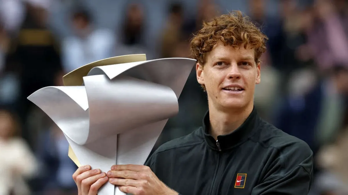 Jannik Sinner celebrating his victory at the Madrid Open final.