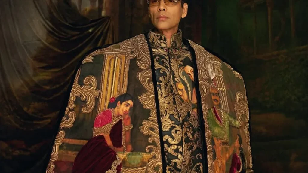 Karan Johar at the Met Gala wearing a Manish Malhotra creation inspired by Raja Ravi Varma.