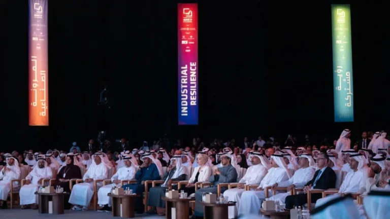Sheikh Mansour bin Zayed Al Nahyan at the opening of 'Make it in the Emirates' event.