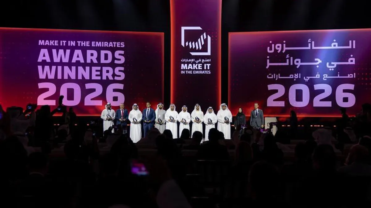 Winners of the Make it in the Emirates Awards 2026 at the ceremony in Abu Dhabi.