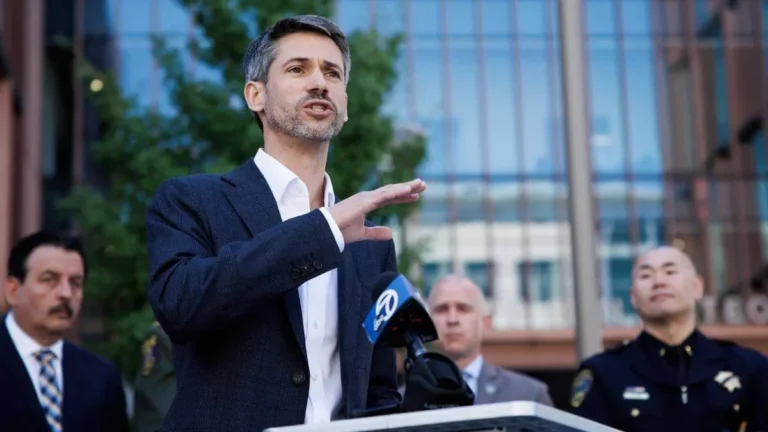 Matt Mahan speaking at a campaign event in California.