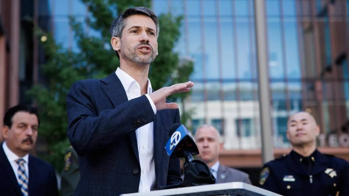 Matt Mahan speaking at a campaign event in California.