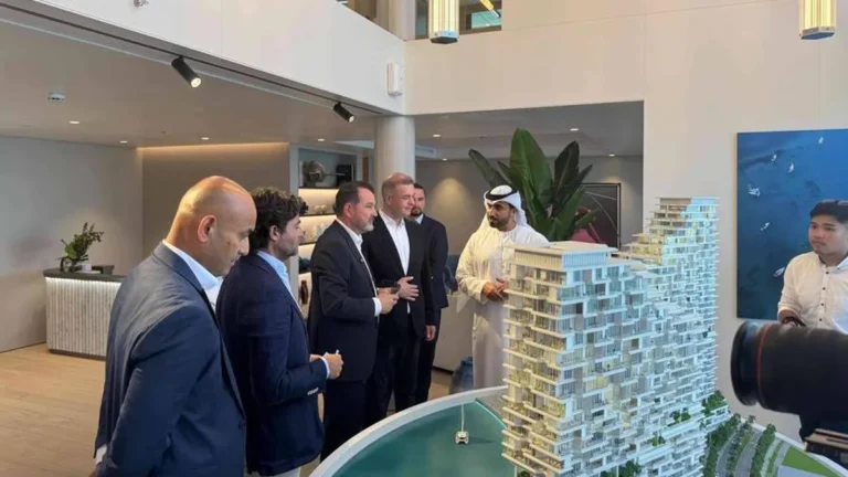 Floating sales gallery for Riviera Residences on the waters of Reem Island.