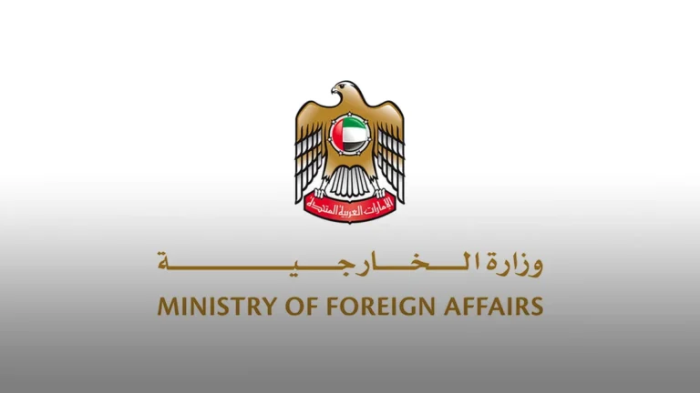UAE Minister of State discussing military-academic leadership at a press conference.