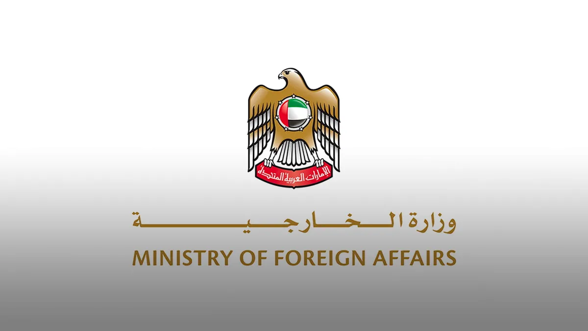 UAE Minister of State discussing military-academic leadership at a press conference.