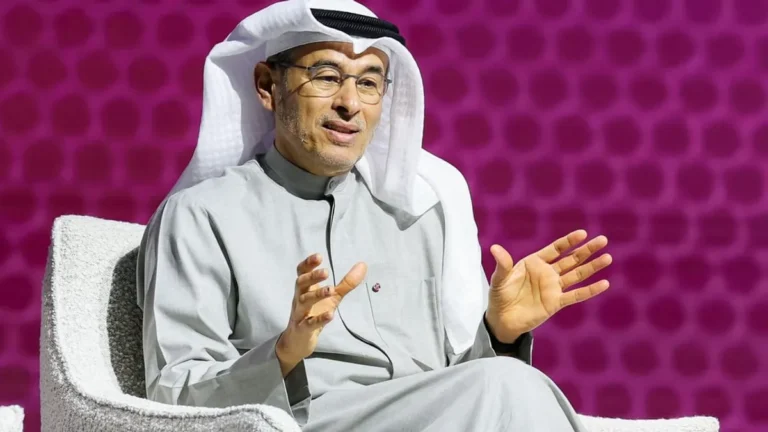 Mohamed Alabbar speaking at the Make it in the Emirates summit in Abu Dhabi.