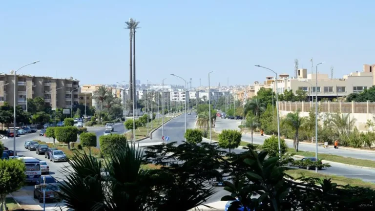 View of modern streets in Giza Sheikh Zayed city, showcasing urban life.