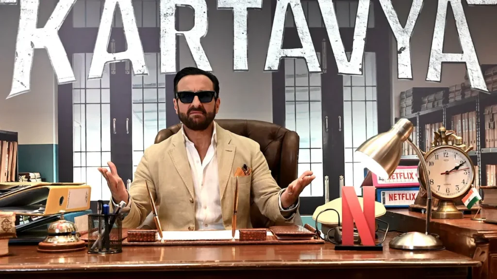 Saif Ali Khan at the trailer launch of the film 'Kartavya'.