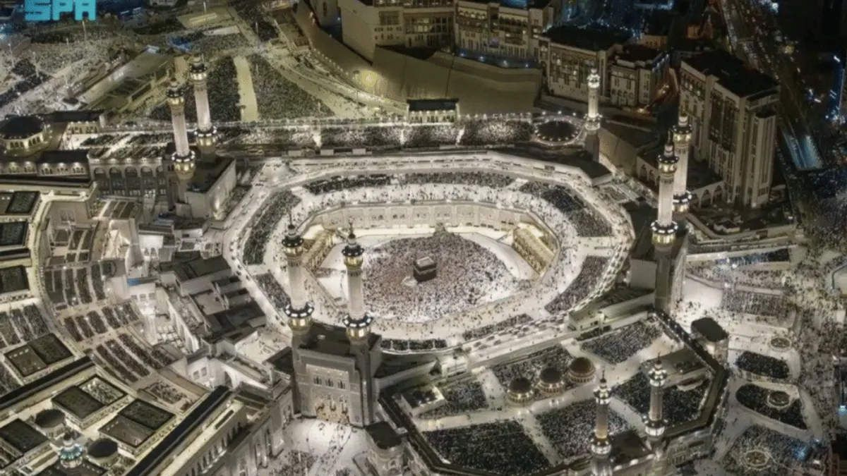 Pilgrims at the Grand Mosque in Mecca during Hajj season.