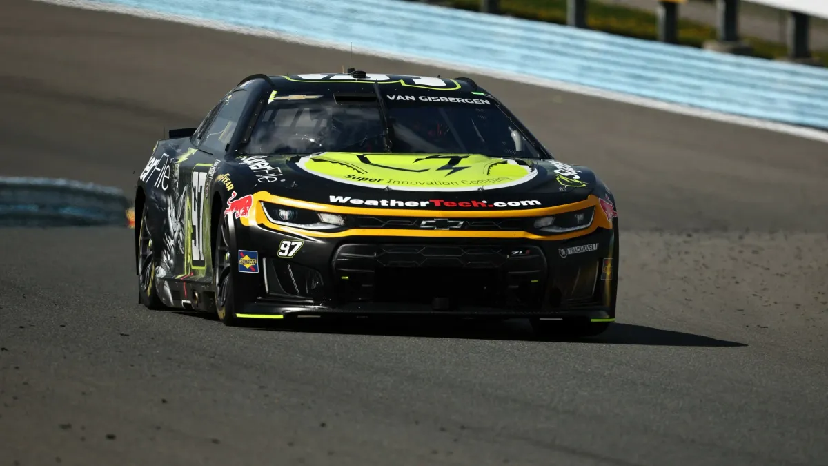 Shane Van Gisbergen celebrating his victory at Watkins Glen International.