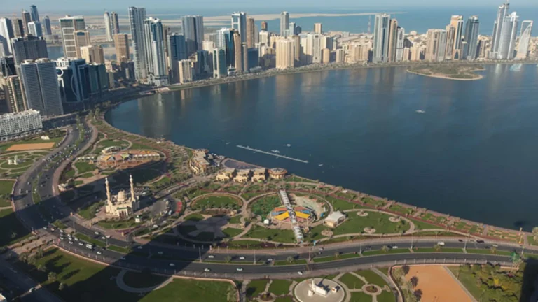 Visitors enjoying various activities at Sharjah Waterfront Promenade.