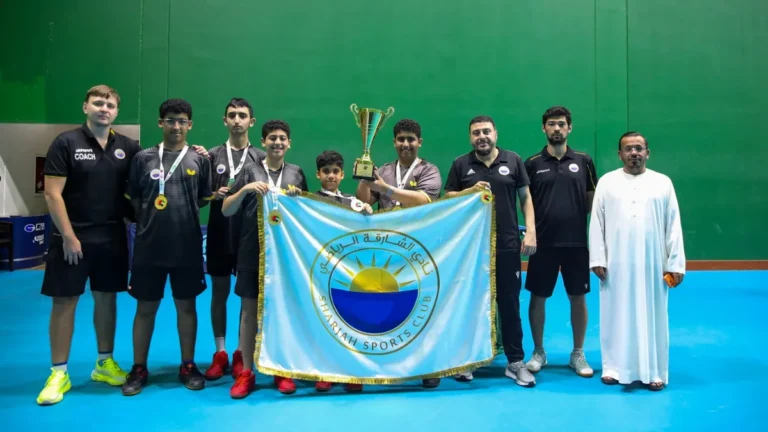 Sharjah youth team celebrating their league title victory.