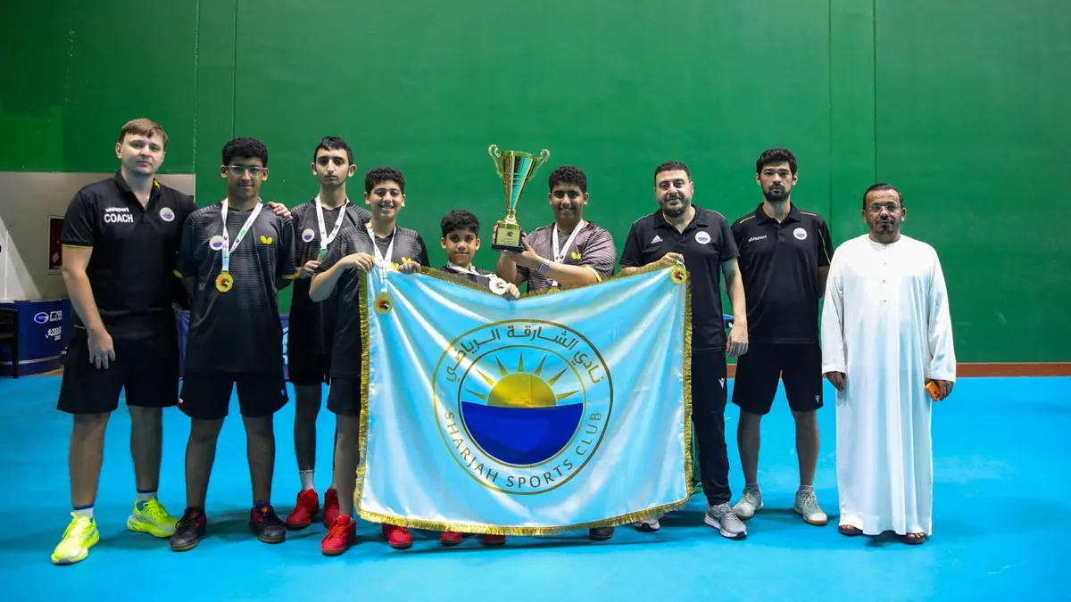 Sharjah youth team celebrating their league title victory.