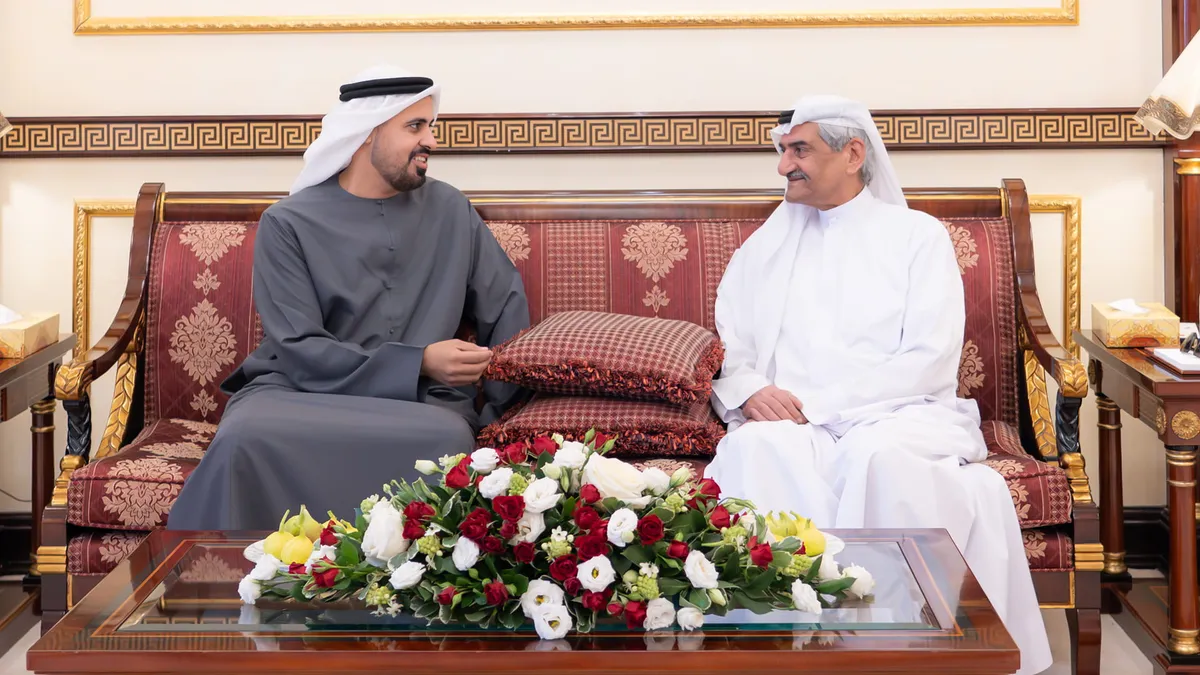 Sheikh Hamad and Sheikh Theyab discuss infrastructure projects at Al Rumailah Palace.