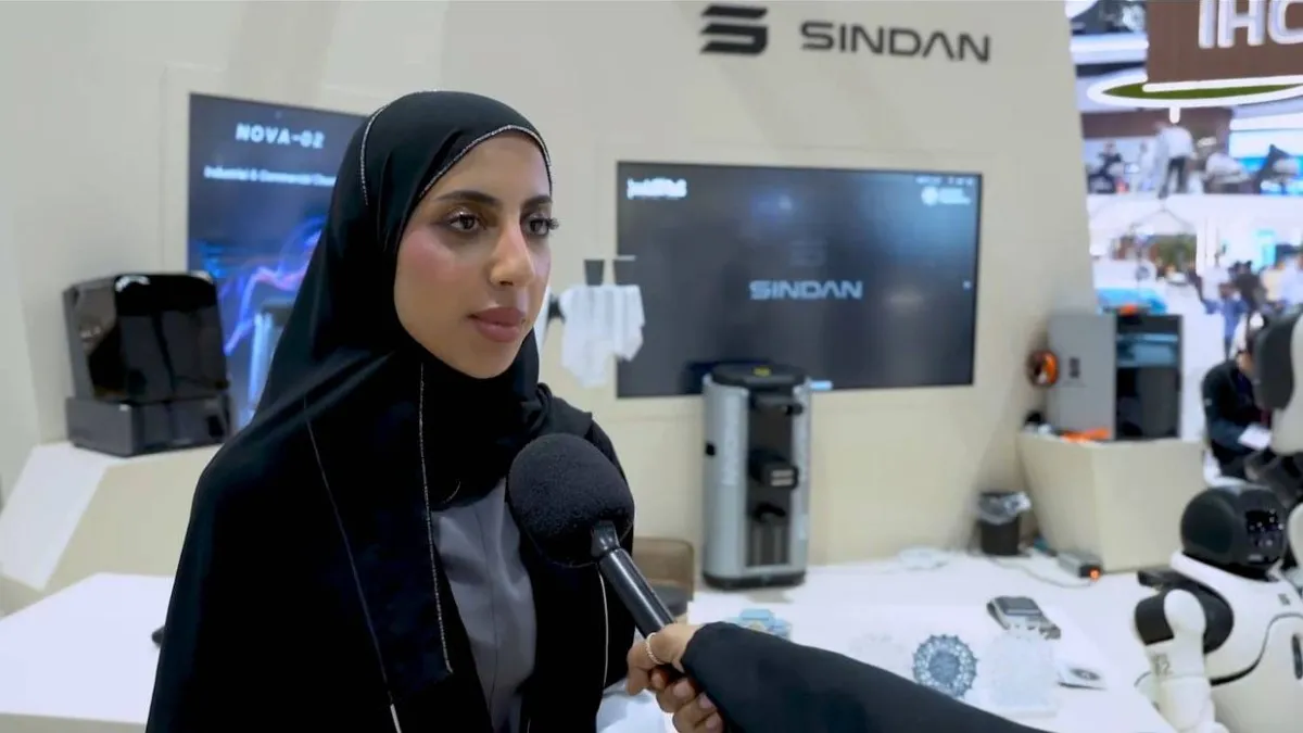 Sindan's smart robots displayed at Make It in the Emirates 2026 exhibition.