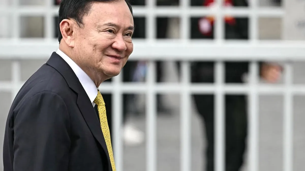 Thaksin Shinawatra, former Prime Minister of Thailand, during a press event.