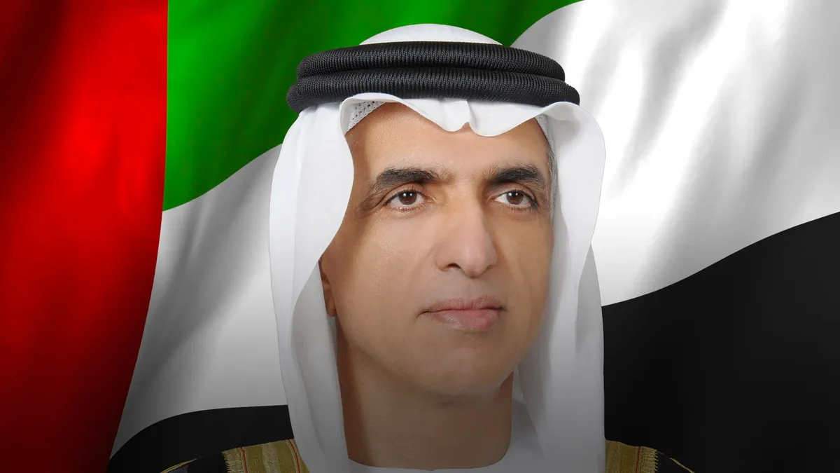 Sheikh Saud bin Saqr Al Qasimi delivers a speech on UAE Armed Forces anniversary.