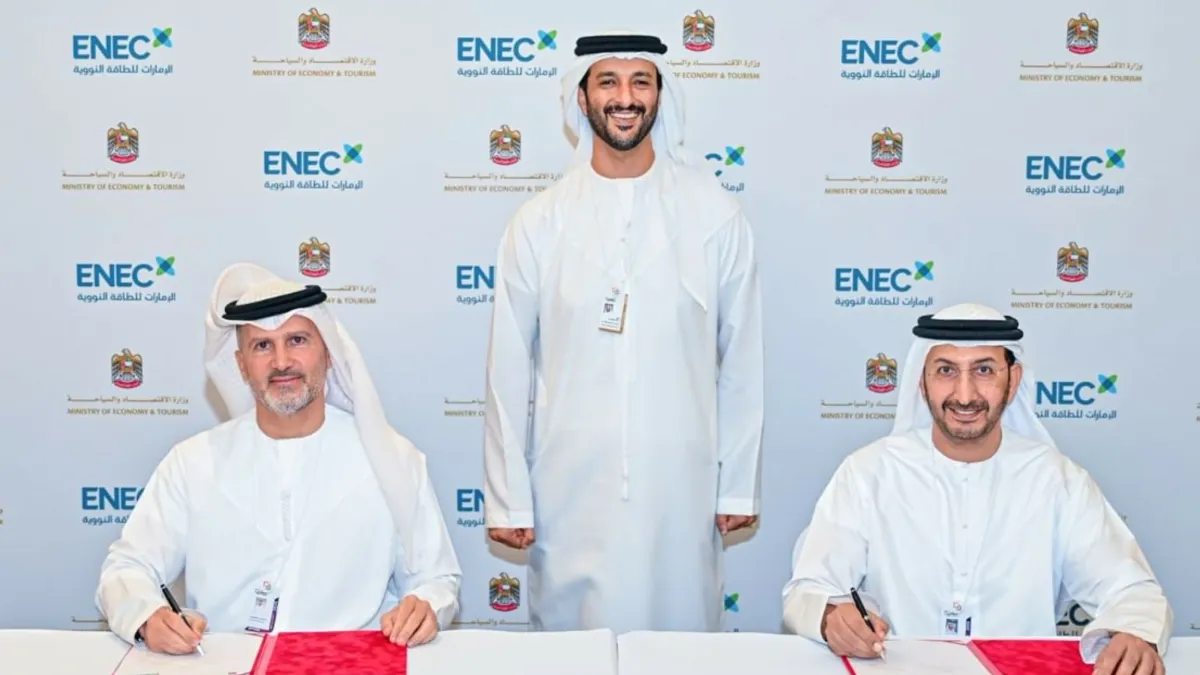 Signing ceremony of MoU between UAE Ministry of Economy and ENEC regarding nuclear energy IP.