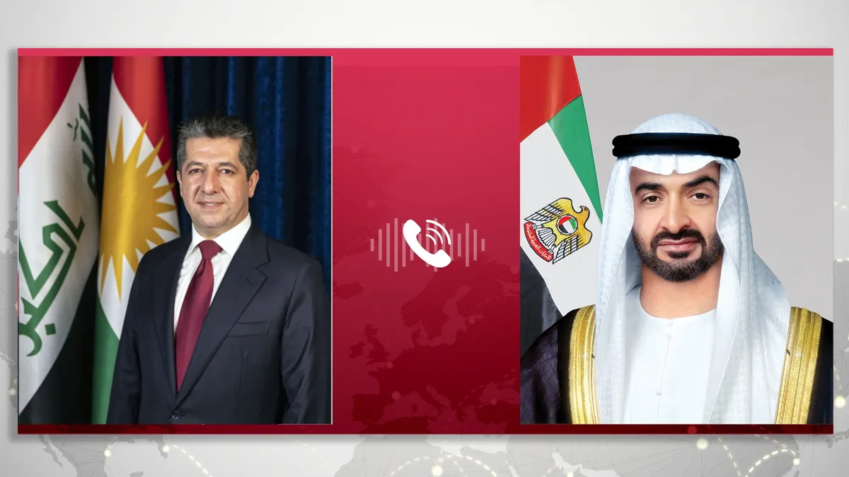 Sheikh Mohamed bin Zayed Al Nahyan speaking on the phone.