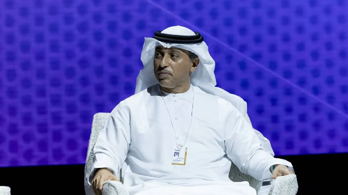Dr. Ahmed Belhoul Al Falasi speaking at the Make in UAE 2026 event.