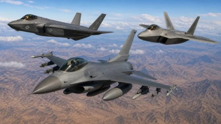 F-16 Fighting Falcon in flight during a military exercise.
