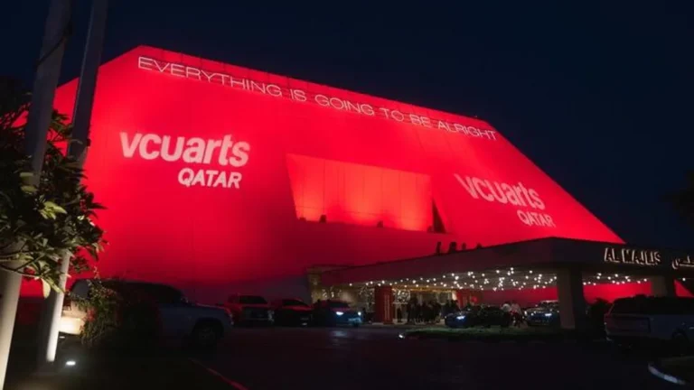 Graduates at the VCUarts Qatar Commencement ceremony celebrating their achievements.