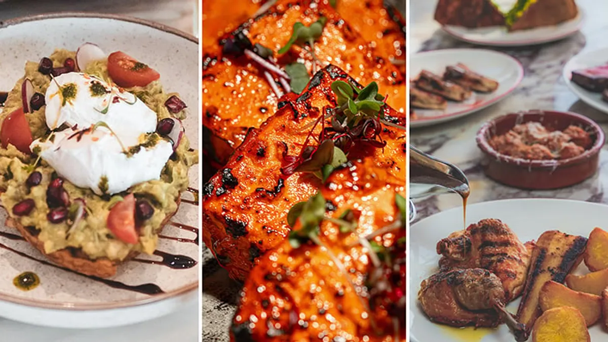 Restaurants at Yas Bay showcasing special menus and waterfront views.